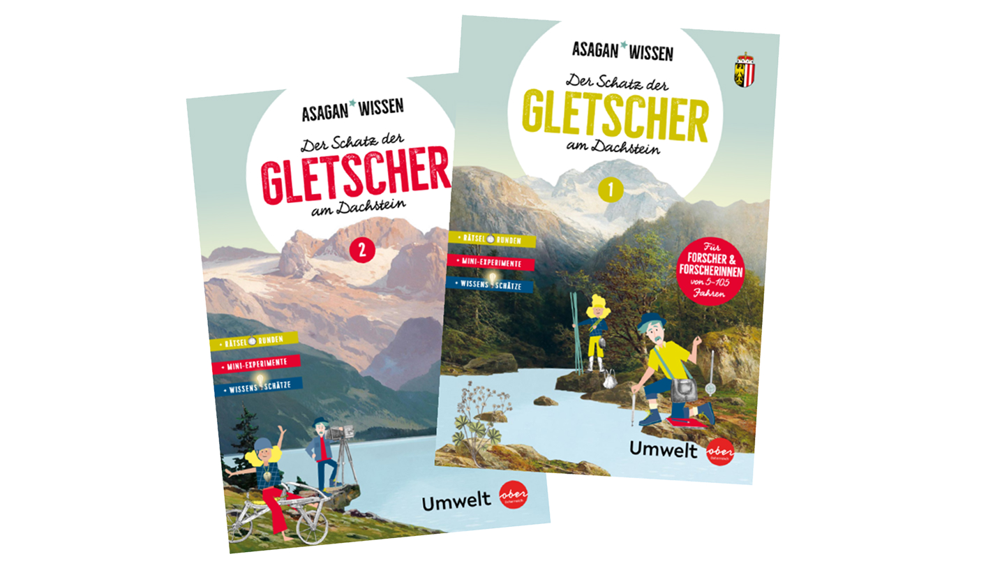 Mini-Forscherhefte über den Hallstätter Gletscher mit altersgerechten Informationen und Experimenten.