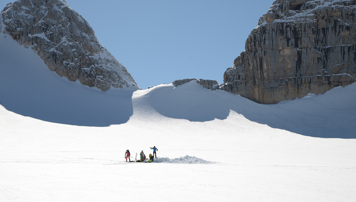 Gletscher Team am Sattel des Gletschers