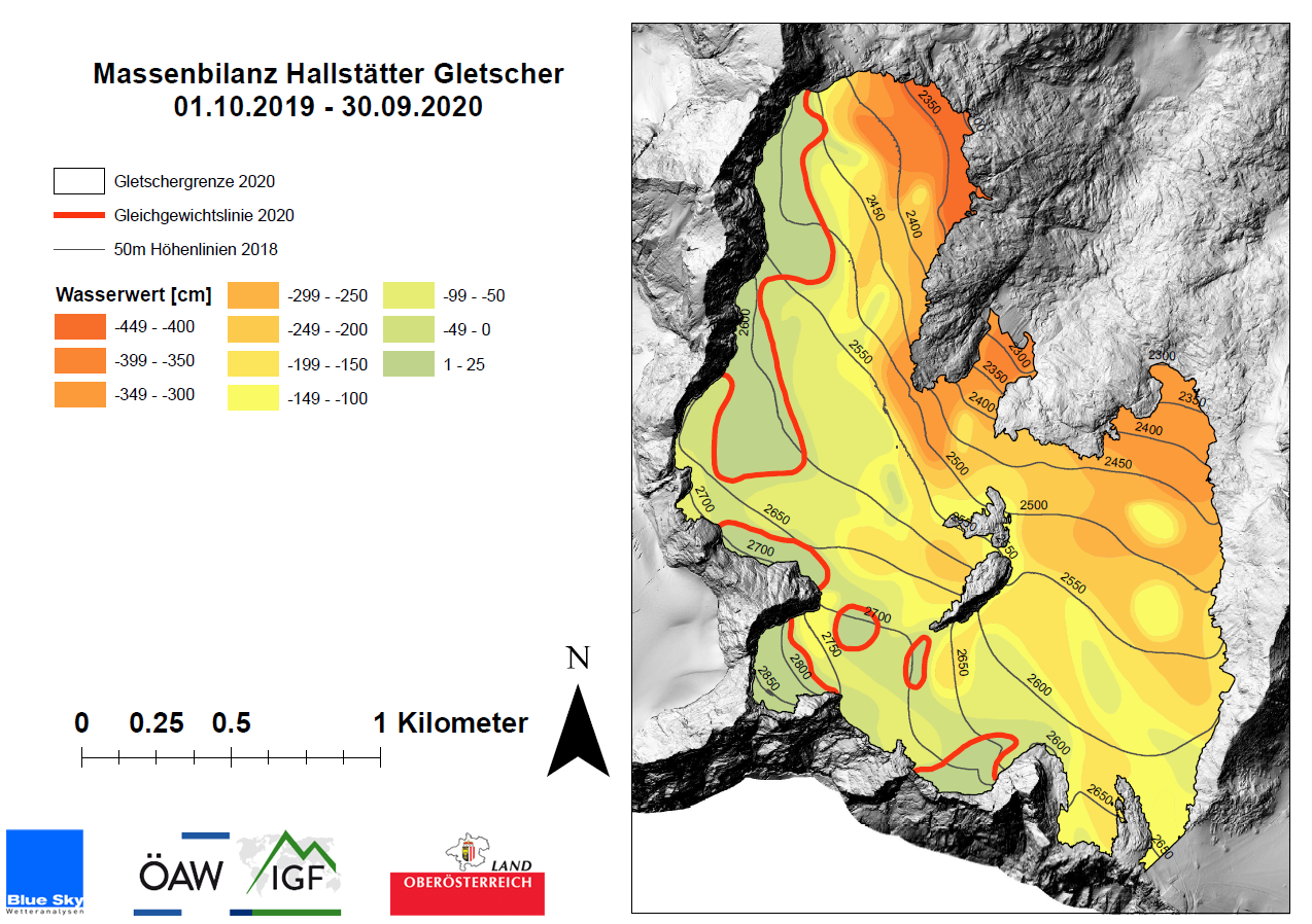 Massenbilanz Hallstätter Gletscher 2019/2020 