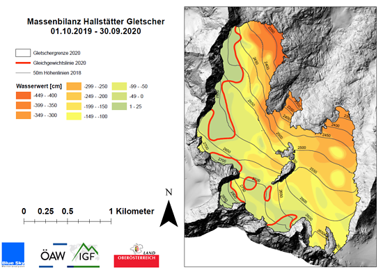 Massenbilanz Hallstätter Gletscher 2019/2020 